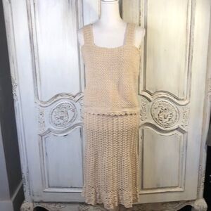 CottageCore Victorian Edwardian Coastal Cowgirl 2Pc Crocheted Skirt Set